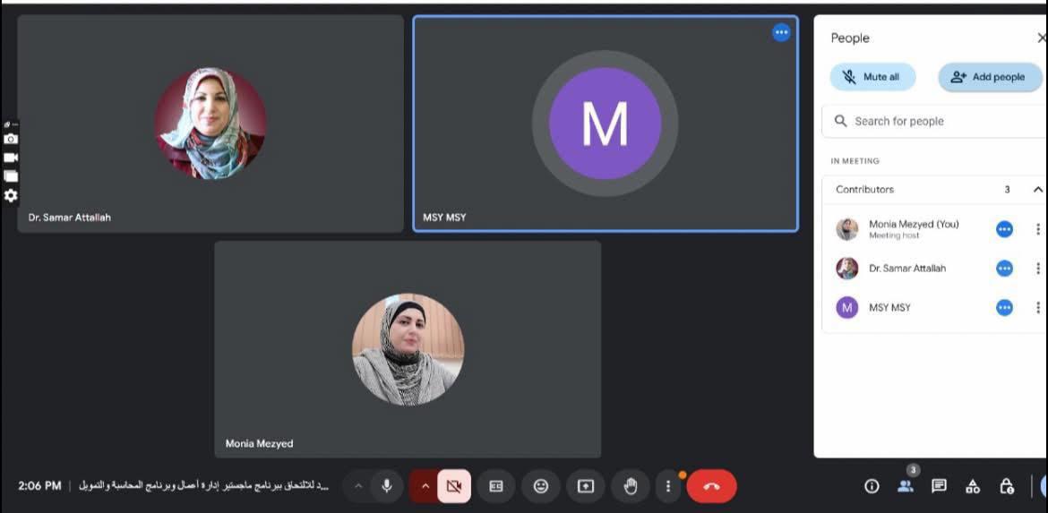 بدء مقابلات قبول الطلبة لبرنامجي الماجستير في إدارة الأعمال والمحاسبة والتمويل